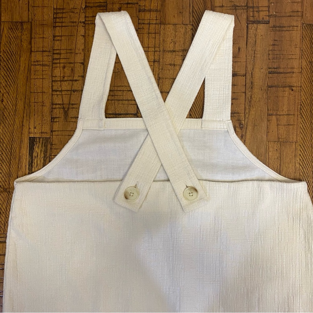 Madewell Apron Cross-Back Tank Top in Ivory Bleached Linen Fit S-M - Picture 6 of 14